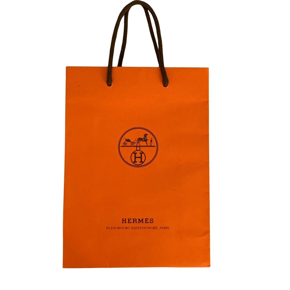Hermes  Paper Shopping Bag Tote Reusable Orange